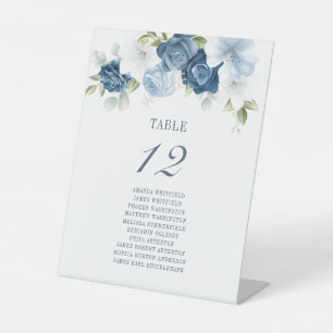 Stoosterblauw Floral Tabel Nummer 12 Zitplaatsen Reclamebord Met Voetstuk