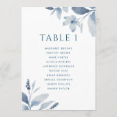 Stoosterblauw Floral Table Number Kaart (Achterkant)