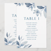 Stoosterblauw Floral Table Number Kaart (Voorkant / Achterkant)