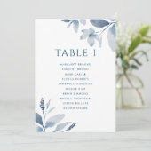 Stoosterblauw Floral Table Number Kaart (Staand voorkant)