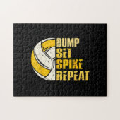 Stoot Set Spike Herhaal Volleybal Grappig Legpuzzel (Horizontaal)