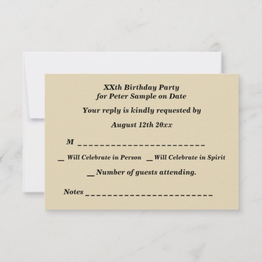 stootreis Man op zaterdag RSVP-kaart RSVP Kaartje (Achterkant)