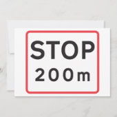 Stop 200m verkeersbord verkeerswaarschuwing veilig kaart (Voorkant)