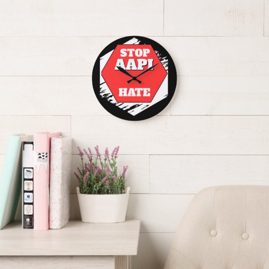 Stop AAPI Haat Rechthoekig Grote Klok (Leeskamer)