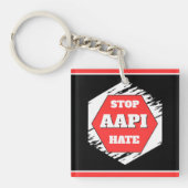 Stop AAPI Haat Rechthoekig Sleutelhanger (voorkant)