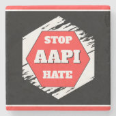 Stop AAPI Haat Rechthoekig Stenen Onderzetter (Voorkant)