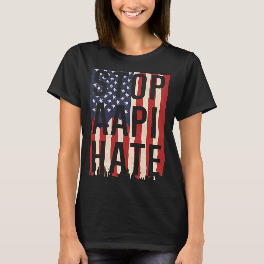 Stop AAPI Hate, Stop Asian Hate Flag T-shirt (Voorkant)