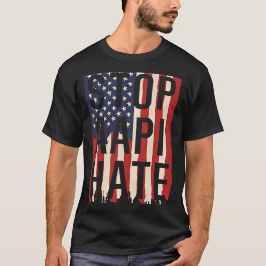 Stop AAPI Hate, Stop Asian Hate Flag T-shirt (Voorkant)
