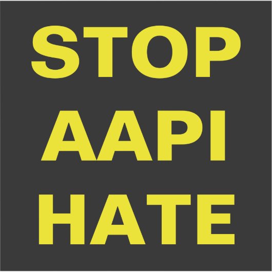 Stop AAPI Hate zwart-geel Sticker (Voorkant)