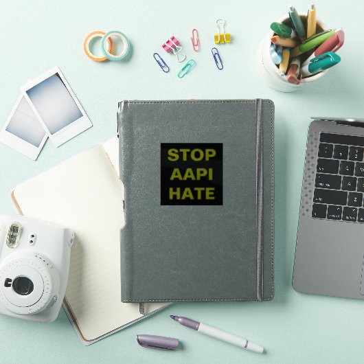 Stop AAPI Hate zwart-geel Sticker (iPad Cover)