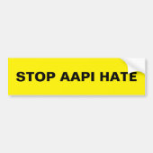 Stop AAPI Hate, zwarte gele auto Bumpersticker (Voorkant)