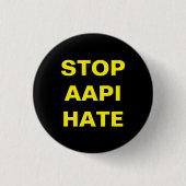 Stop AAPI Hate, zwarte gele Button (Voorkant)