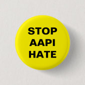 Stop AAPI Hate, zwarte gele Pin Button (Voorkant)
