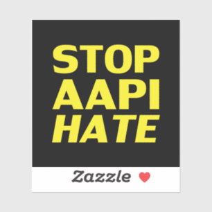Stop AAPI Hate, zwarte gele Sticker