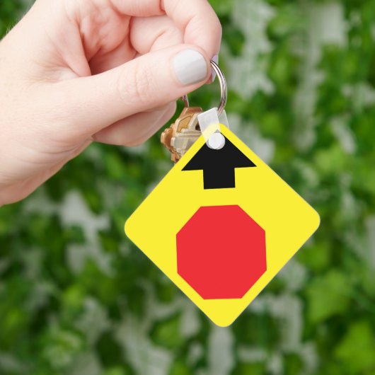 Stop Ahead Daimond Shape Metal Square Sleutelhange Sleutelhanger (Hand)