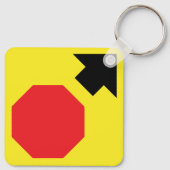 Stop Ahead Daimond Shape Metal Square Sleutelhange Sleutelhanger (Achterkant)