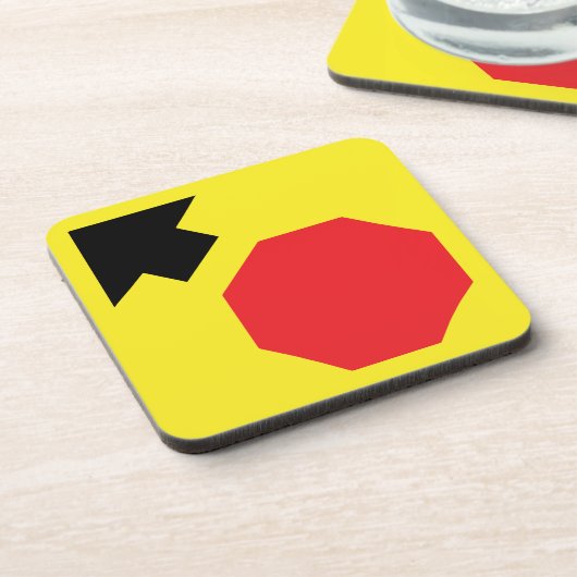 Stop Ahead Diamond Shape Hard plastic onderzetter (Linkerzijde)