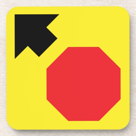 Stop Ahead Diamond Shape Hard plastic onderzetter (Voorkant)