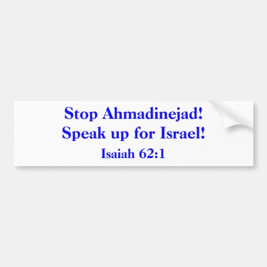 Stop Ahmadinejad! Bumpersticker (Voorkant)