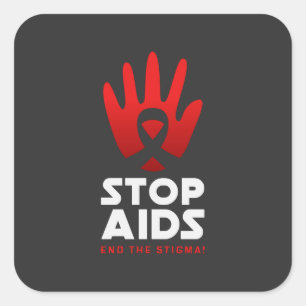 Stop aids vierkante sticker