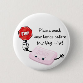 Stop alsjeblieft met Buttonnen handen wassen Ronde Button 5,7 Cm