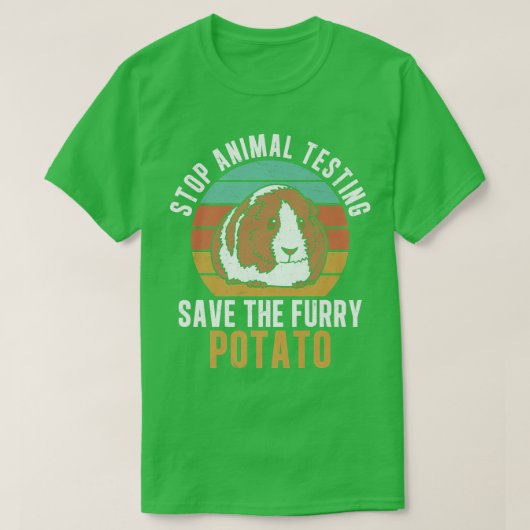 Stop Animal Testing Funny Furry Potato For Guinea T-shirt (Design voorkant)