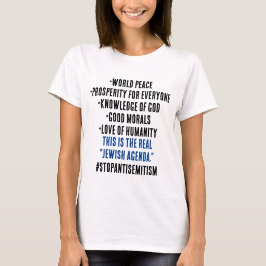 Stop Antisemitisme de Echte Joodse Agenda Dames T-shirt (Voorkant)