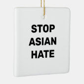Stop Asian Hate, zwart wit teken keramisch Ornamen Ornament (Rechts)