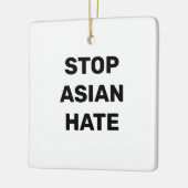 Stop Asian Hate, zwart wit teken keramisch Ornamen Ornament (Links)