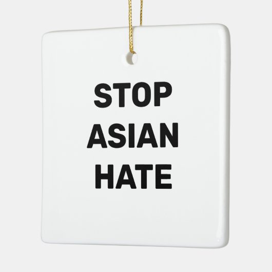 Stop Asian Hate, zwart wit teken keramisch Ornamen Ornament (Links)