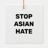 Stop Asian Hate, zwart wit teken keramisch Ornamen Ornament (Achterkant)