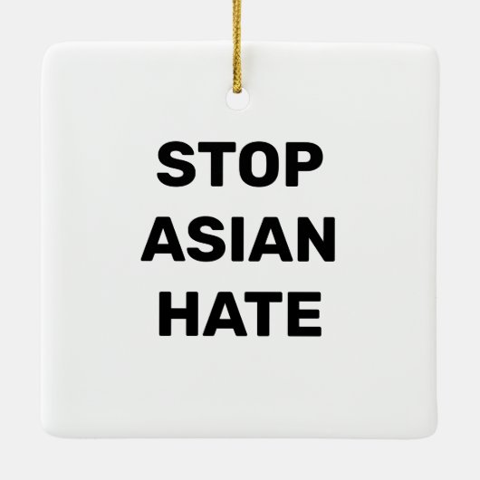 Stop Asian Hate, zwart wit teken keramisch Ornamen Ornament (Achterkant)