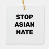 Stop Asian Hate, zwart wit teken keramisch Ornamen Ornament (Voorkant)