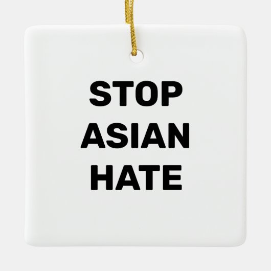 Stop Asian Hate, zwart wit teken keramisch Ornamen Ornament (Voorkant)