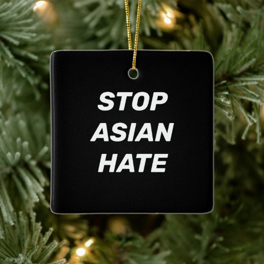 Stop Asian Hate, zwart wit teken Keramisch Ornament (Boom)