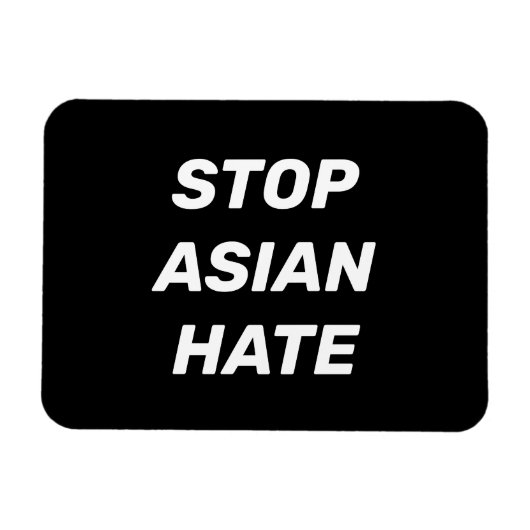 Stop Asian Hate, zwart wit teken Magneet (Horizontaal)