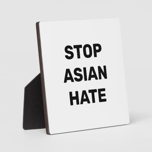 Stop Asian Hate, zwart wit teken Plaque Fotoplaat (Voorkant)