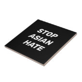Stop Asian Hate, zwart wit teken Tegeltje (Zijkant)