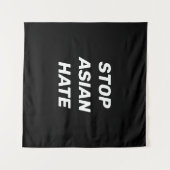 Stop Asian Hate, zwart wit teken Wandkleed (Voorkant (horizontaal))
