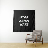 Stop Asian Hate, zwart wit teken Wandkleed (In situ)