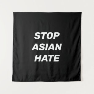 Stop Asian Hate, zwart wit teken Wandkleed