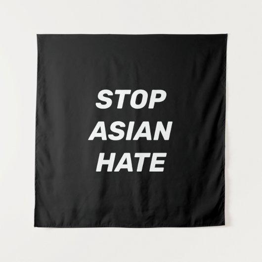 Stop Asian Hate, zwart wit teken Wandkleed (Voorkant)