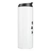 Stop Asian Hate, zwarte witte thermische trommel Thermosbeker (Gedraaid links)