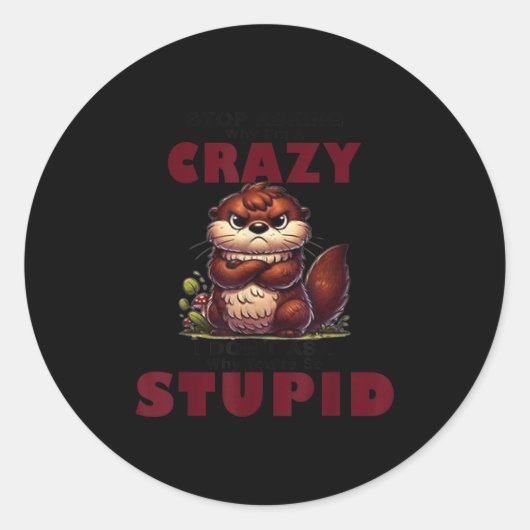 Stop Asking Why I'm A Crazy I Don't Ask Why You're Ronde Sticker (Voorkant)