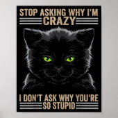 Stop Asking Why Im Crazy Cat  Poster (Voorkant)