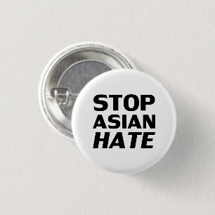 Stop Aziatisch Haat wit zwart moderne gewaagde typ Ronde Button 3,2 Cm