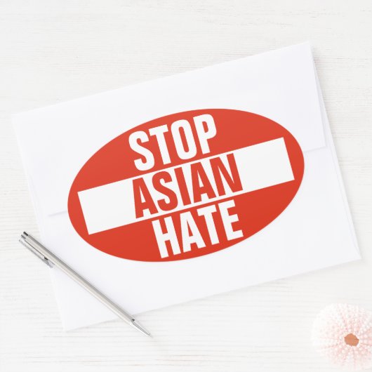 Stop Aziatische haat Ovale Sticker (Envelop)