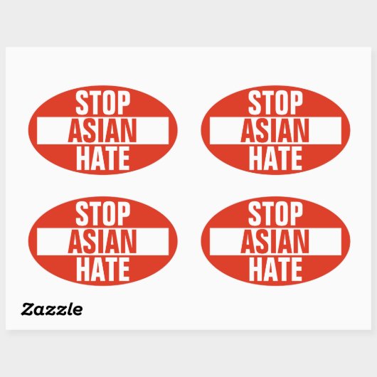 Stop Aziatische haat Ovale Sticker (Vel)
