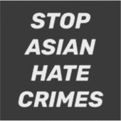 Stop Aziatische haatmisdaden, zwarte witte Sticker (Voorkant)