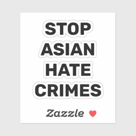 Stop Aziatische haatmisdaden, zwarte witte Sticker (Vel)